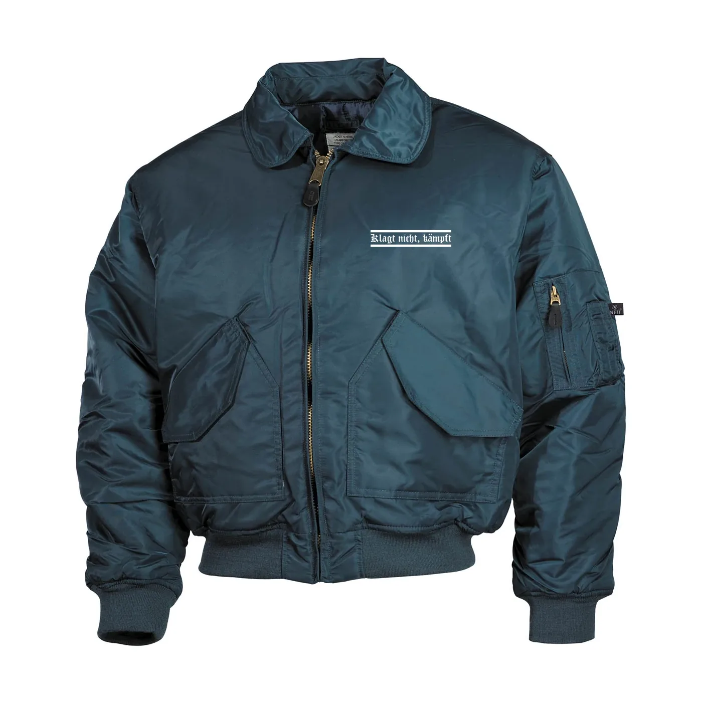 Bestickte Herren CWU Jacke, Navyblau - Klagt nicht kämpft