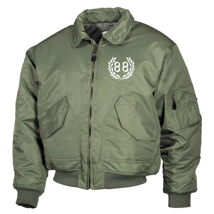 Bestickte Herren CWU Jacke, Oliv - 88, kranz