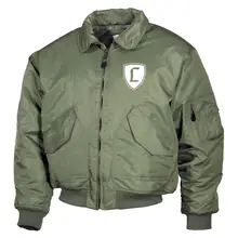 Bestickte Herren CWU Jacke, Oliv - Landser Deutschland Vorderseite