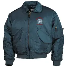 Bestickte Herren CWU Jacke, Navyblau - Skrewdriver, Ian Stuart Vorderseite