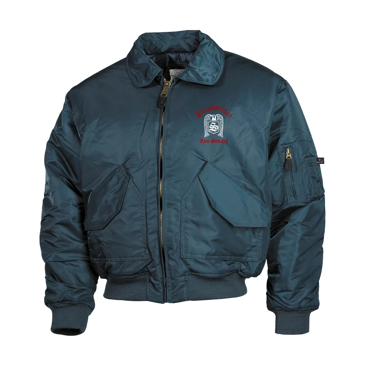 Bestickte Herren CWU Jacke, Navyblau - Skrewdriver, Ian Stuart