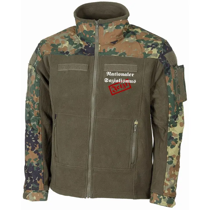 Bestickte Fleecejacke "Combat", flecktarn - Nationaler Sozialismus jetzt