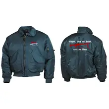 Bestickte Herren CWU Jacke, Navyblau - Mg42 Einigkeit, Recht und Freiheit Vorder- und Rückseite