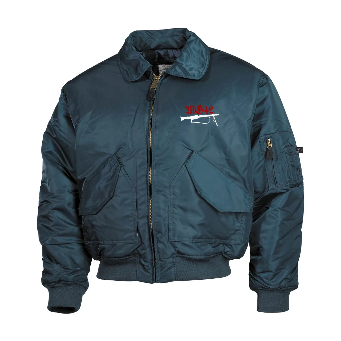 Bestickte Herren CWU Jacke, Navyblau - Mg42 Einigkeit, Recht und Freiheit