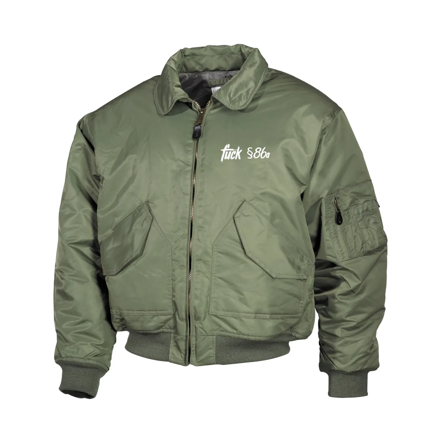 Bestickte Herren CWU Jacke, Oliv - Fuck 86a