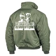 Bestickte Herren CWU Jacke, Oliv - Komm zur Revolution Rückseite