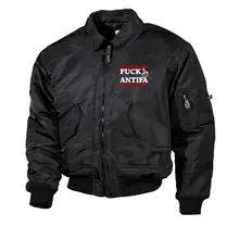 Bestickte Herren CWU Jacke, Schwarz - Fuck Antifa - gewählte Variante