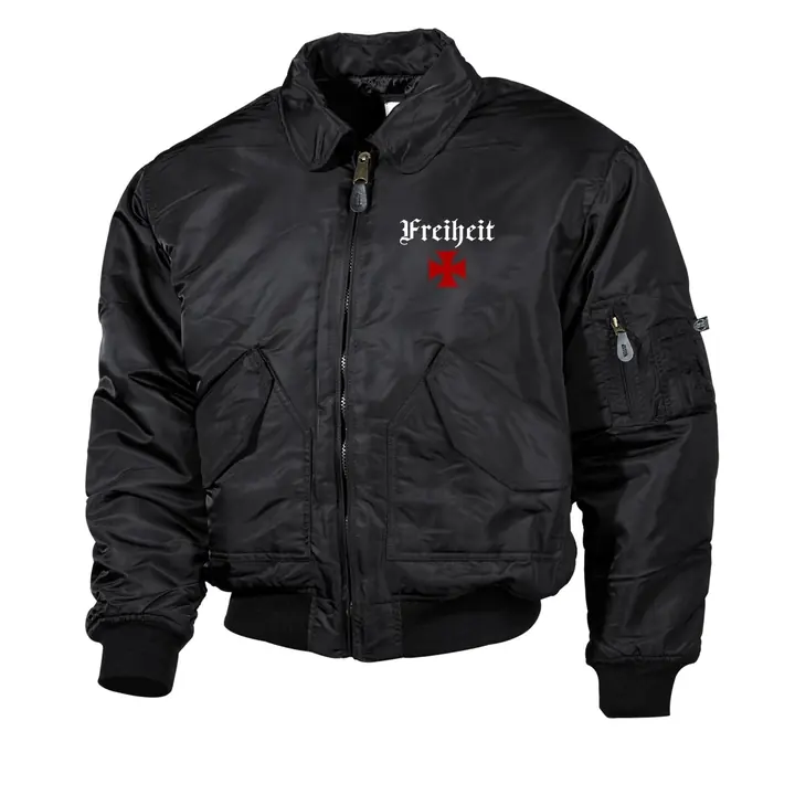 Bestickte Herren CWU Jacke, Schwarz - Heute tolerant morgen fremd im eigenen Land