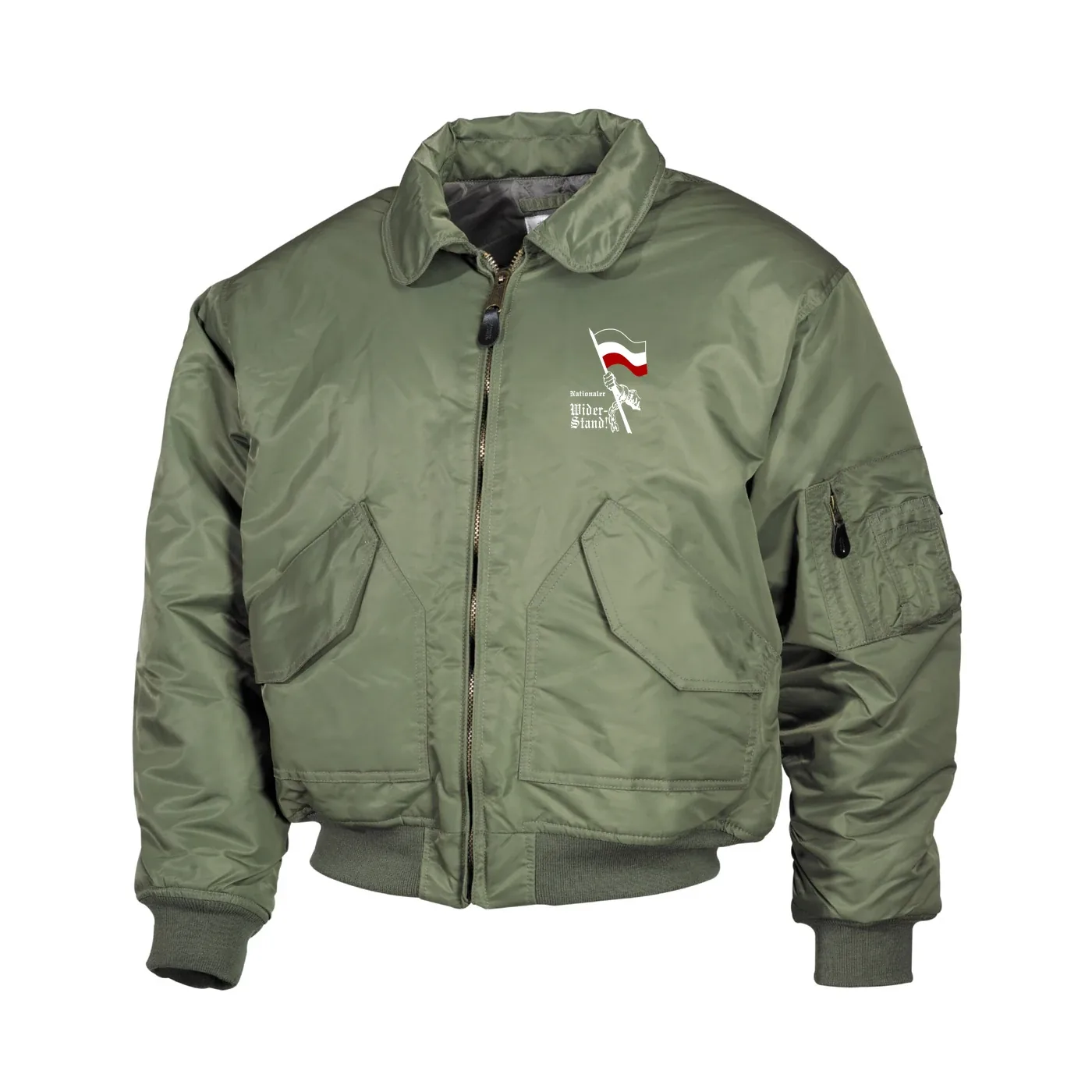 Bestickte Herren CWU Jacke, Oliv - Nationaler Widerstand, Fahne