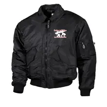 Bestickte Herren CWU Jacke, Schwarz - Ruhm und Ehre dem deutschen Soldat Vorderseite