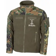 Bestickte Fleecejacke "Combat", flecktarn - See you in Walhalla Thorhammer - gewählte Variante