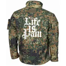 Bestickte Fleecejacke "Combat", flecktarn - Life is Pain Rückseite
