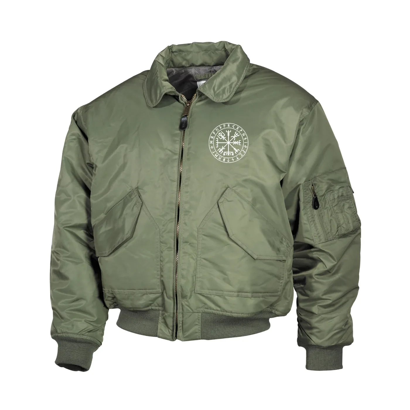 Bestickte Herren CWU Jacke, Oliv - Vegvisir
