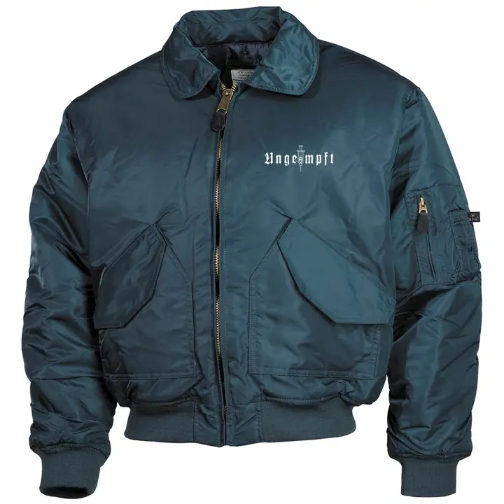 Bestickte Herren CWU Jacke, Navyblau - Ungeimpft, Einfarbig