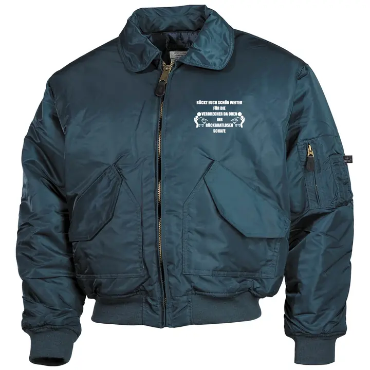 Bestickte Herren CWU Jacke, Navyblau - Bückt euch schön weiter