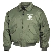 Bestickte Herren CWU Jacke, Oliv - Wehrmacht wieder mit Vorderseite