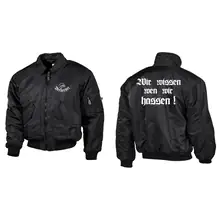 Bestickte Herren CWU Jacke, Schwarz - Berserker Vorder- und Rückseite
