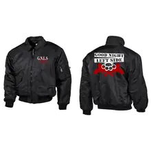 Bestickte Herren CWU Jacke, Schwarz - GNLS, Schlagring Vorder- und Rückseite