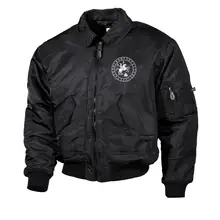 Bestickte Herren CWU Jacke, Schwarz - Odin und Sleipnir Vorderseite