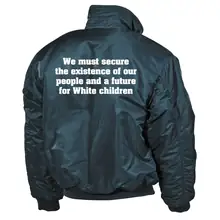 Bestickte Herren CWU Jacke, Navyblau - 14 Words Rückseite