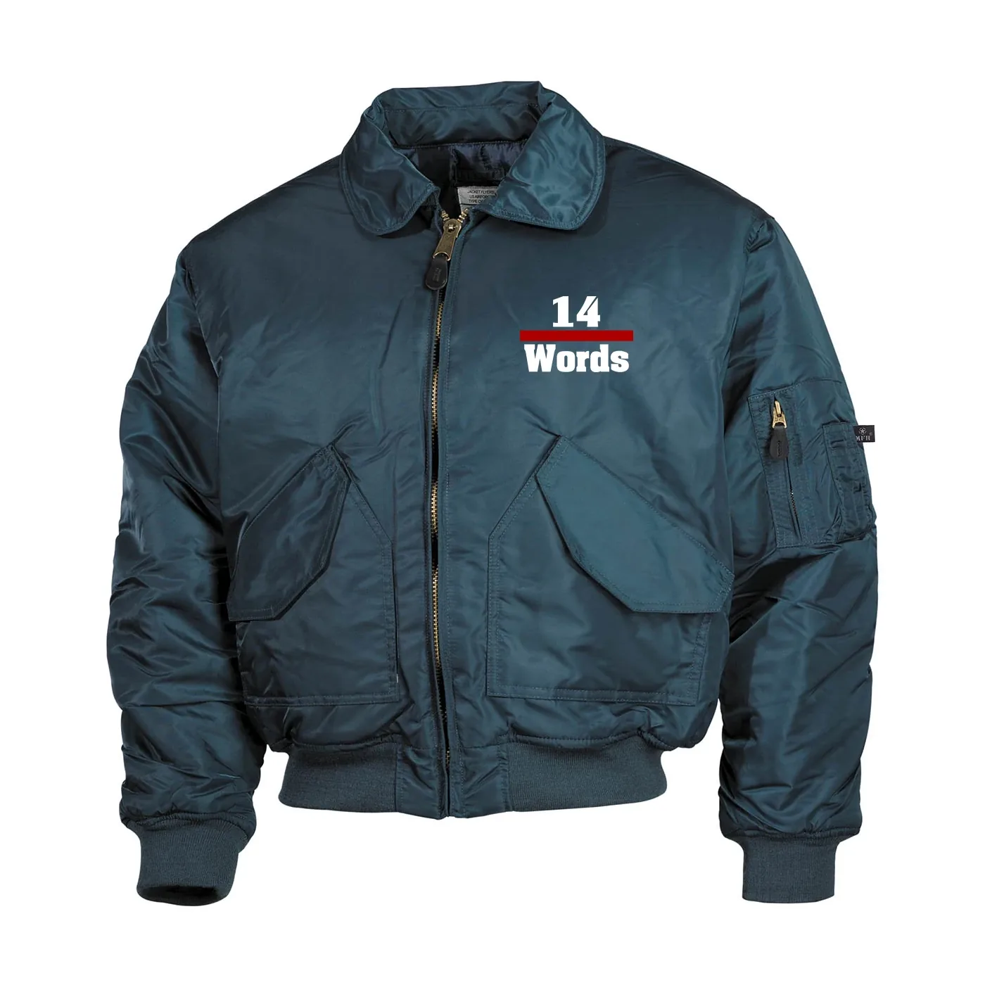 Bestickte Herren CWU Jacke, Navyblau - 14 Words