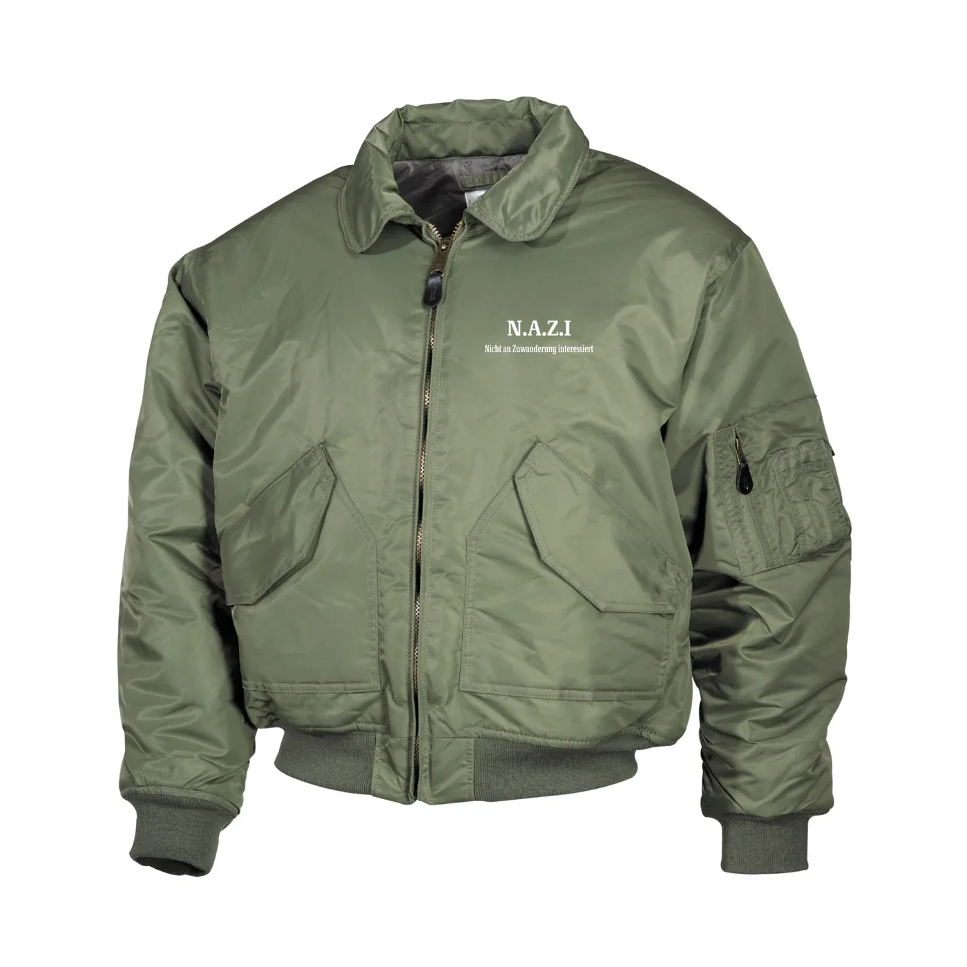 Bestickte Herren CWU Jacke, Oliv - Nazi nicht an Zuwanderung interessiert