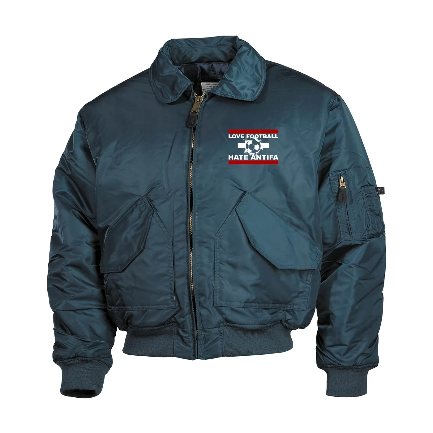 Bestickte Herren CWU Jacke, Navyblau - Love Football hate Antifa