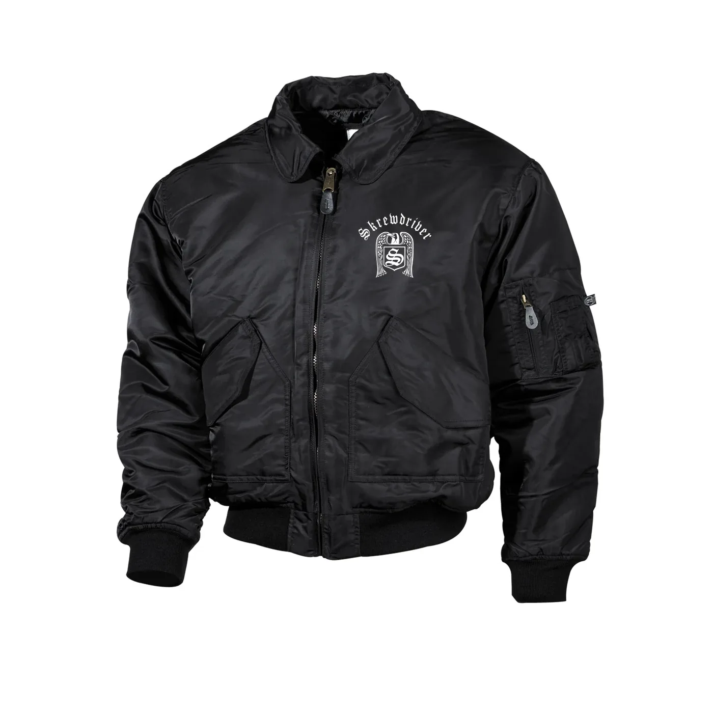 Bestickte Herren CWU Jacke, Schwarz - Skrewdriver