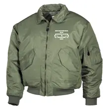 Bestickte Herren CWU Jacke, Oliv - Bückt euch schön weiter Vorderseite