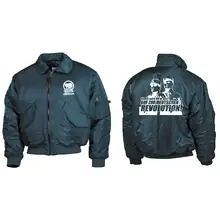Bestickte Herren CWU Jacke, Navyblau - Komm zur Revolution Vorder- und Rückseite