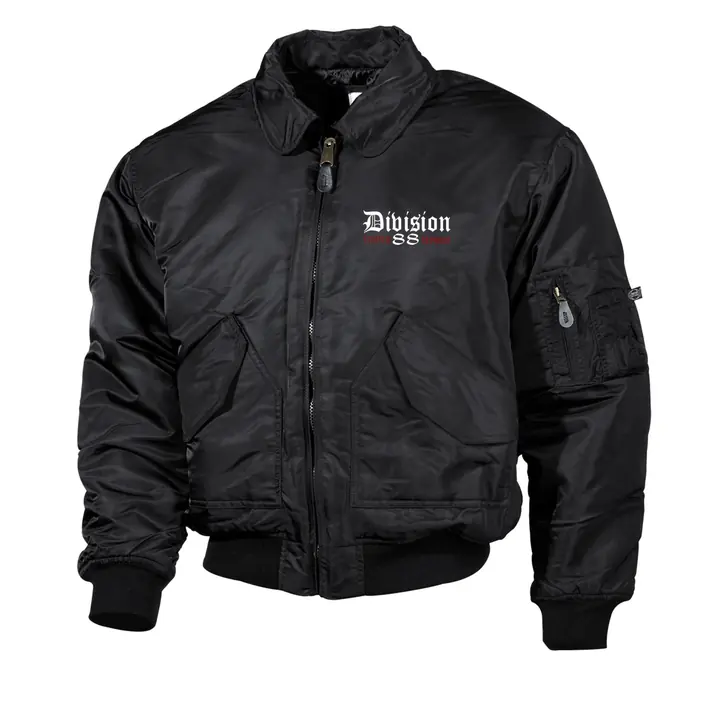 Bestickte Herren CWU Jacke, Schwarz - Division 88 Runen
