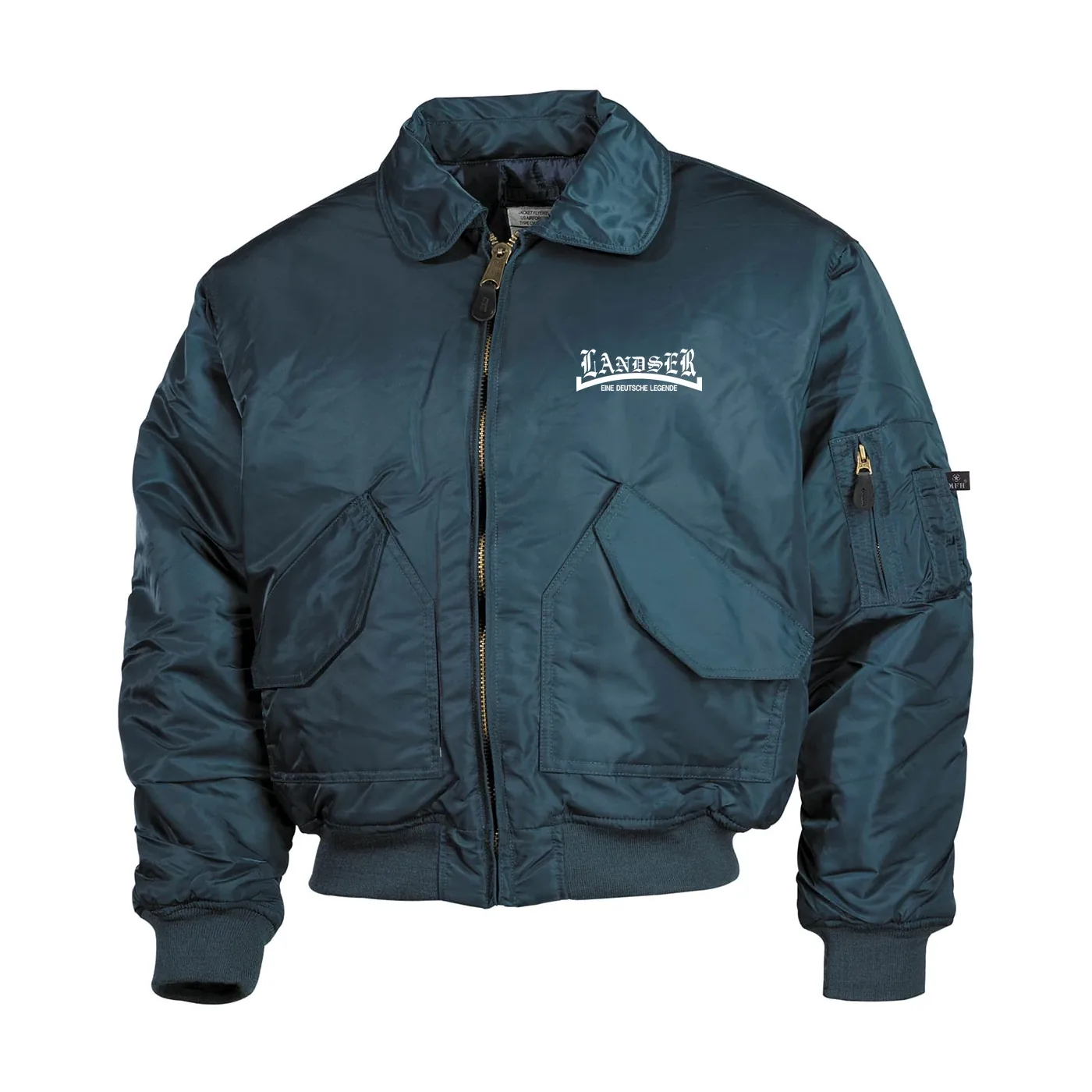 Bestickte Herren CWU Jacke, Navyblau - Landser, weiß