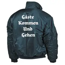 Bestickte Herren CWU Jacke, Navyblau - Gute Heimreise Rückseite
