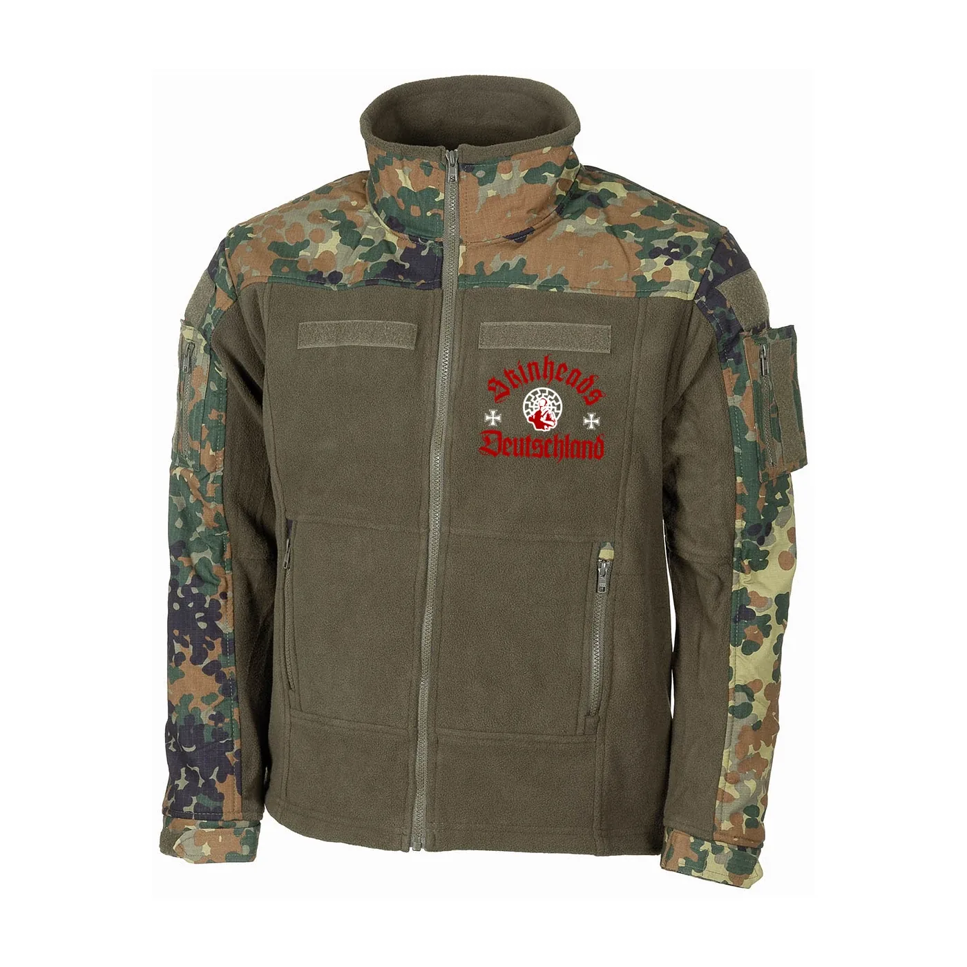 Bestickte Fleecejacke "Combat", flecktarn - Skinheads Deutschland