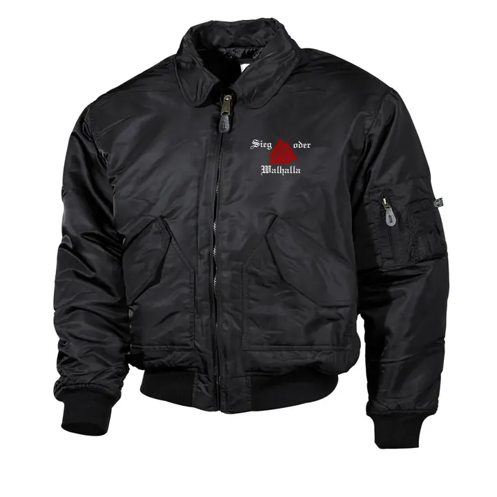Bestickte Herren CWU Jacke, Schwarz - Sieg oder Walhalla