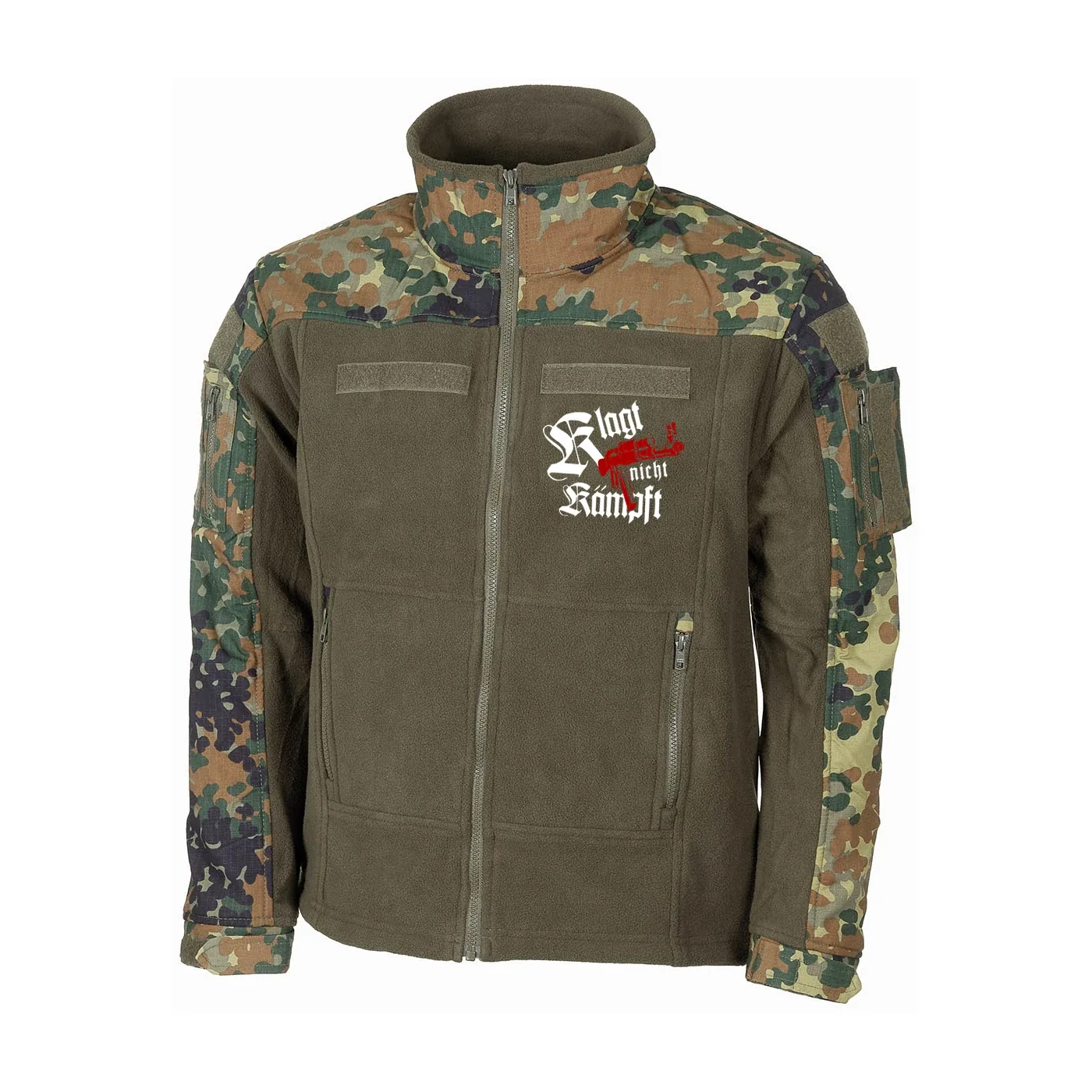 Bestickte Fleecejacke "Combat", flecktarn - Klagt nicht kämpft, Ak47