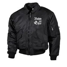 Bestickte Herren CWU Jacke, Schwarz - Ruhm und Ehre Vorderseite