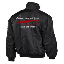 Bestickte Herren CWU Jacke, Schwarz - Mg42 Einigkeit, Recht und Freiheit Rückseite