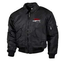 Bestickte Herren CWU Jacke, Schwarz - Mg42 Einigkeit, Recht und Freiheit Vorderseite