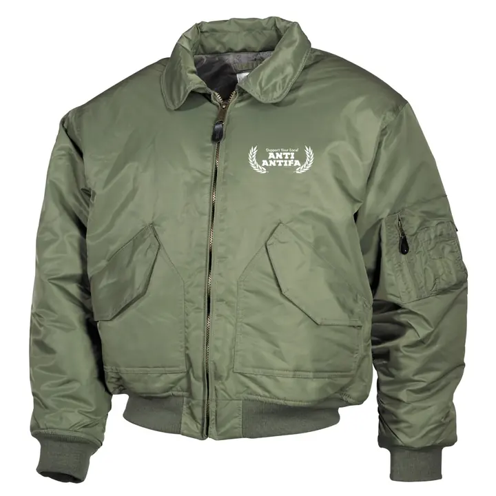 Bestickte Herren CWU Jacke, Oliv - Anti-Antifa