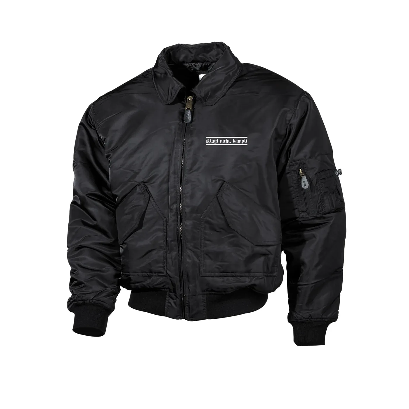Bestickte Herren CWU Jacke, Schwarz - Klagt nicht kämpft