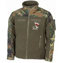 Bestickte Fleecejacke "Combat", flecktarn - Nationaler Widerstand, Fahne Vorderseite