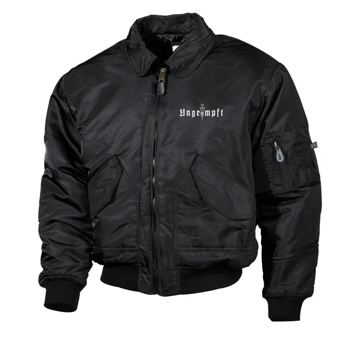 Bestickte Herren CWU Jacke, Schwarz - Ungeimpft, Einfarbig