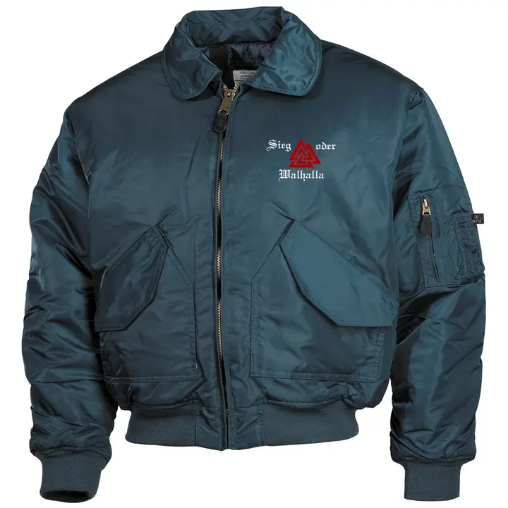 Bestickte Herren CWU Jacke, Navyblau - Sieg oder Walhalla