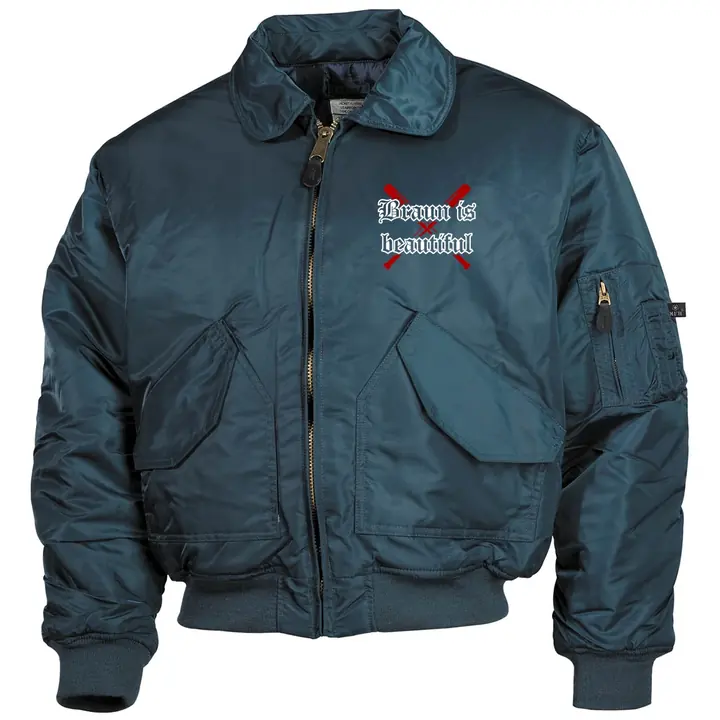 Bestickte Herren CWU Jacke, Navyblau - Braun is beautiful