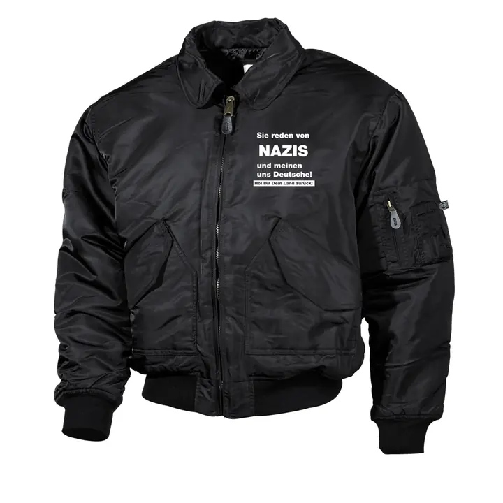 Bestickte Herren CWU Jacke, Schwarz - Sie reden von Nazis