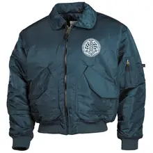 Bestickte Herren CWU Jacke, Navyblau - Schwarze Sonne, Thorhammer - gewählte Variante