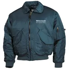 Bestickte Herren CWU Jacke, Navyblau - Widerstand lässt sich nicht verbieten Vorderseite