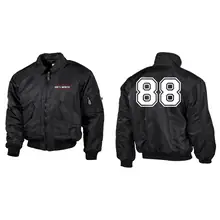 Bestickte Herren CWU Jacke, Schwarz - 100% White Vorder- und Rückseite