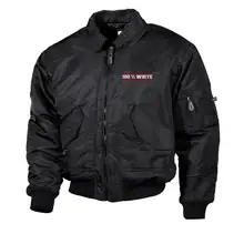 Bestickte Herren CWU Jacke, Schwarz - 100% White Vorderseite